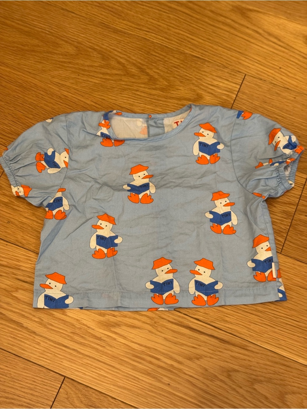 Kids Blue Duck Print Short Sleeve Top